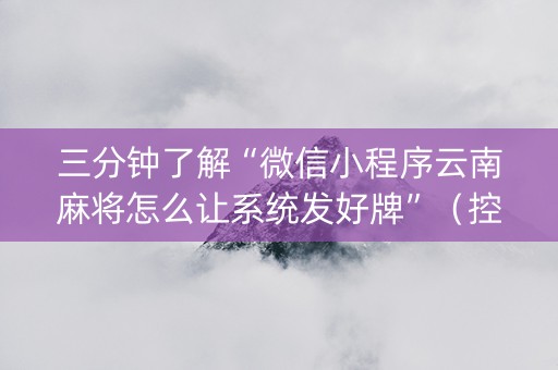 三分钟了解“微信小程序云南麻将怎么让系统发好牌”（控牌神器)