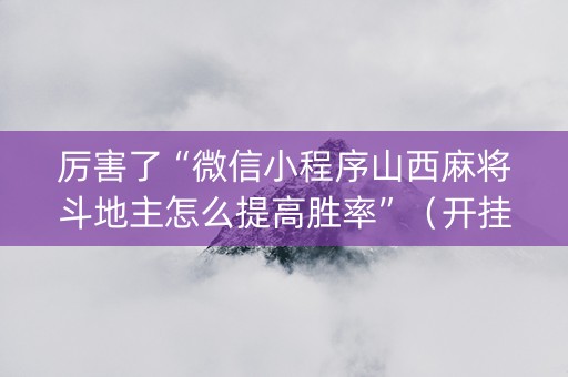 厉害了“微信小程序山西麻将斗地主怎么提高胜率”（开挂辅助脚本)