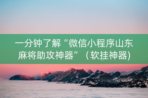 一分钟了解“微信小程序山东麻将助攻神器”（软挂神器)