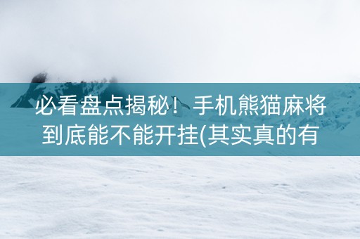 必看盘点揭秘！手机熊猫麻将到底能不能开挂(其实真的有挂)