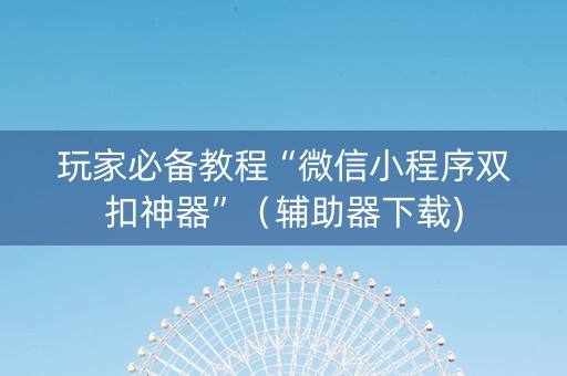 玩家必备教程“微信小程序双扣神器”（辅助器下载)