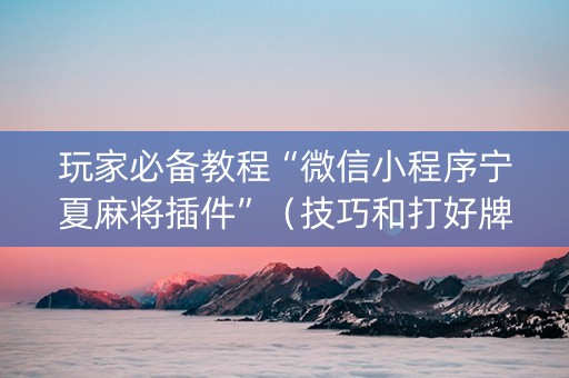 玩家必备教程“微信小程序宁夏麻将插件”（技巧和打好牌方法)