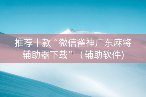 推荐十款“微信雀神广东麻将辅助器下载”（辅助软件)