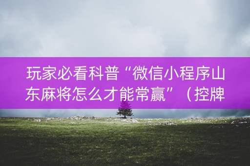 玩家必看科普“微信小程序山东麻将怎么才能常赢”（控牌器)