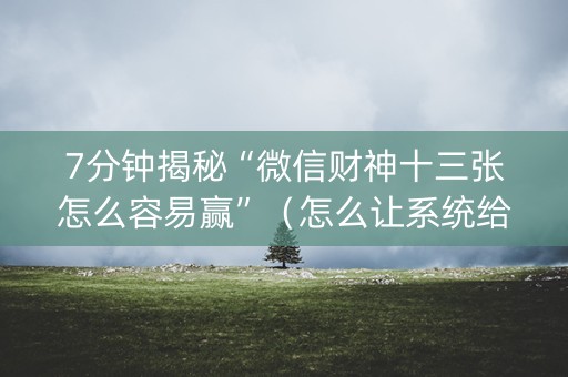 7分钟揭秘“微信财神十三张怎么容易赢”（怎么让系统给你发好牌)