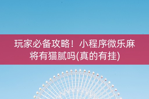 玩家必备攻略！小程序微乐麻将有猫腻吗(真的有挂)