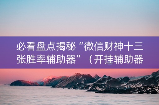 必看盘点揭秘“微信财神十三张胜率辅助器”（开挂辅助器脚本)