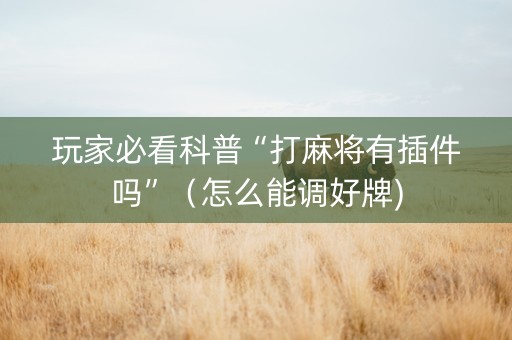 玩家必看科普“打麻将有插件吗”（怎么能调好牌)
