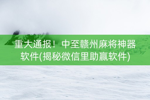 重大通报！中至赣州麻将神器软件(揭秘微信里助赢软件)