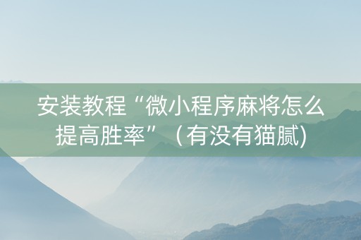 安装教程“微小程序麻将怎么提高胜率”（有没有猫腻)