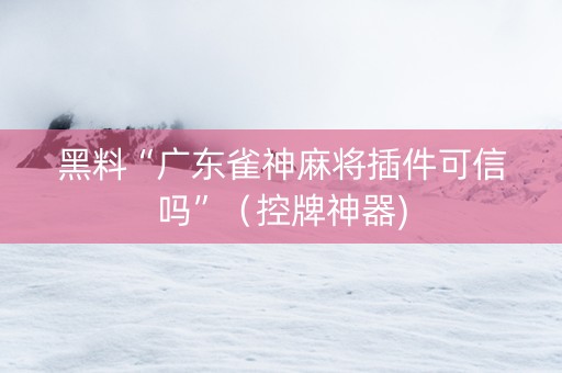 黑料“广东雀神麻将插件可信吗”（控牌神器)