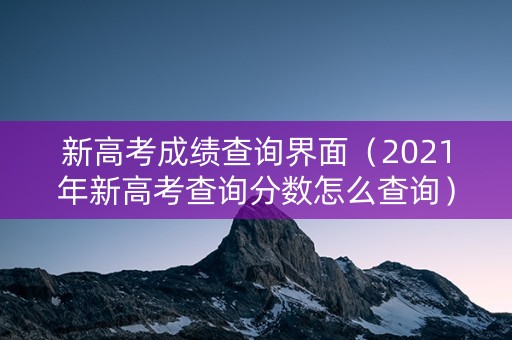 新高考成绩查询界面（2021年新高考查询分数怎么查询）