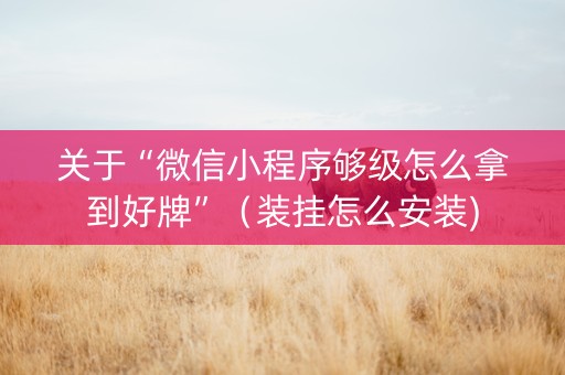 关于“微信小程序够级怎么拿到好牌”（装挂怎么安装)