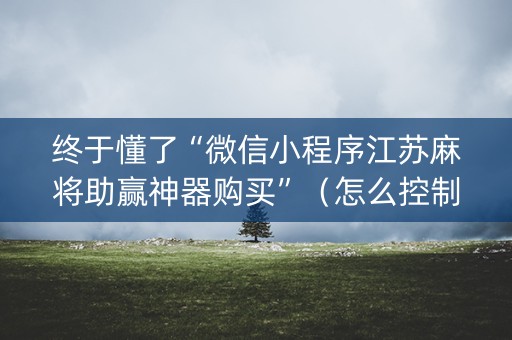 终于懂了“微信小程序江苏麻将助赢神器购买”（怎么控制输赢)