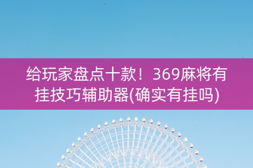 给玩家盘点十款！369麻将有挂技巧辅助器(确实有挂吗)