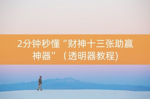 2分钟秒懂“财神十三张助赢神器”（透明器教程)