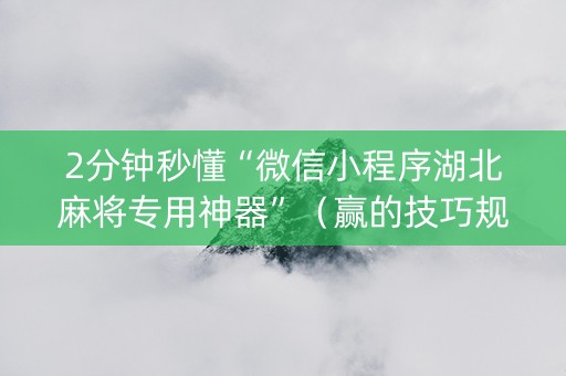 2分钟秒懂“微信小程序湖北麻将专用神器”（赢的技巧规律)