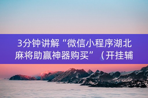 3分钟讲解“微信小程序湖北麻将助赢神器购买”（开挂辅助器脚本)