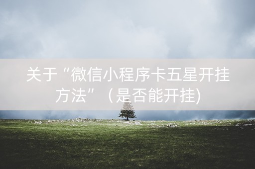 关于“微信小程序卡五星开挂方法”（是否能开挂)
