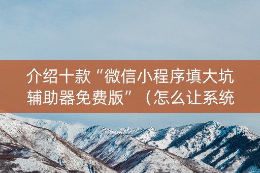 介绍十款“微信小程序填大坑辅助器免费版”（怎么让系统给你发好牌)