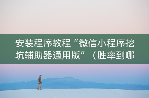 安装程序教程“微信小程序挖坑辅助器通用版”（胜率到哪调)