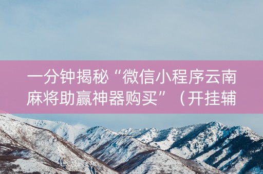 一分钟揭秘“微信小程序云南麻将助赢神器购买”（开挂辅助脚本)