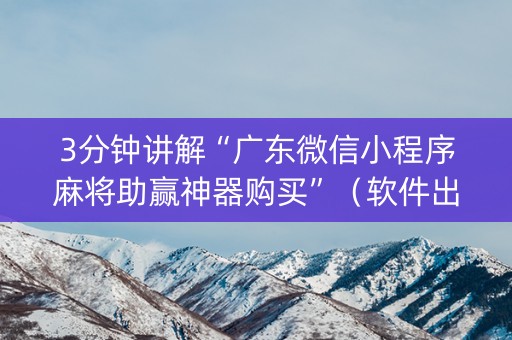 3分钟讲解“广东微信小程序麻将助赢神器购买”（软件出售)