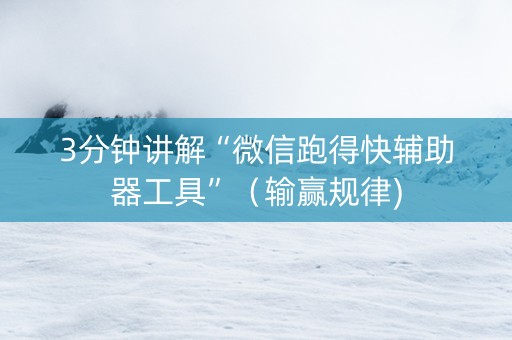 3分钟讲解“微信跑得快辅助器工具”（输赢规律)