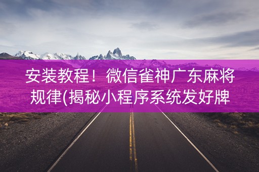 安装教程！微信雀神广东麻将规律(揭秘小程序系统发好牌)