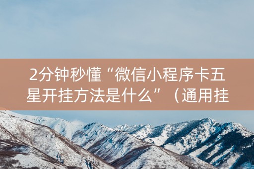 2分钟秒懂“微信小程序卡五星开挂方法是什么”（通用挂软件多少钱)