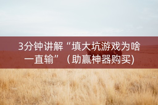 3分钟讲解“填大坑游戏为啥一直输”（助赢神器购买)