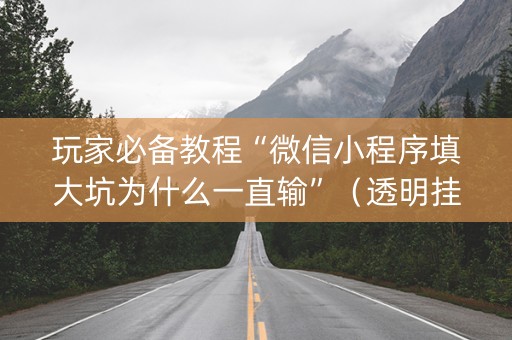 玩家必备教程“微信小程序填大坑为什么一直输”（透明挂辅助器)