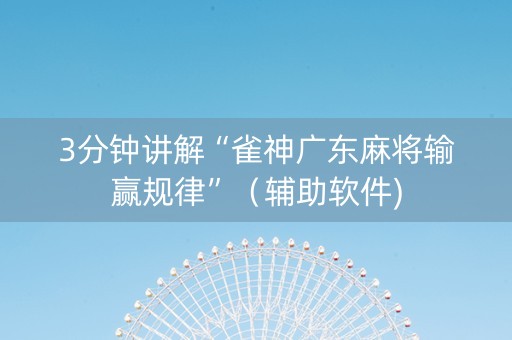 3分钟讲解“雀神广东麻将输赢规律”（辅助软件)