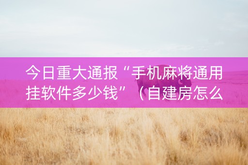 今日重大通报“手机麻将通用挂软件多少钱”（自建房怎么赢)