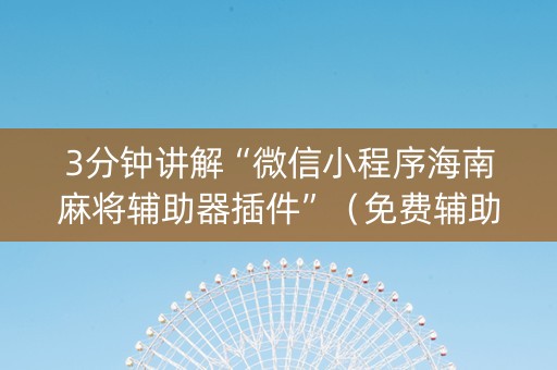 3分钟讲解“微信小程序海南麻将辅助器插件”（免费辅助)