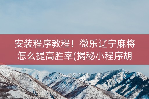 安装程序教程！微乐辽宁麻将怎么提高胜率(揭秘小程序胡牌神器)