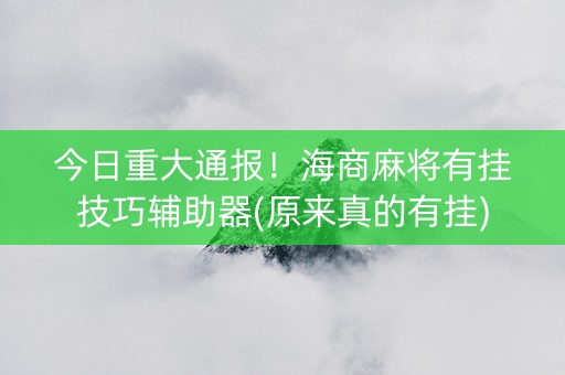 今日重大通报！海商麻将有挂技巧辅助器(原来真的有挂)