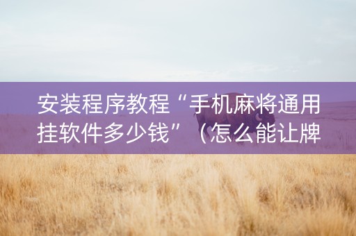 安装程序教程“手机麻将通用挂软件多少钱”（怎么能让牌好一点)