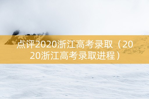 点评2020浙江高考录取（2020浙江高考录取进程）