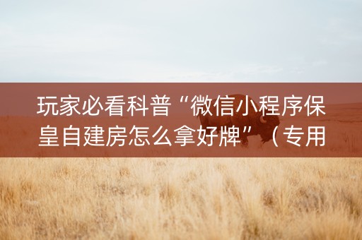 玩家必看科普“微信小程序保皇自建房怎么拿好牌”（专用神器)