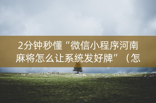 2分钟秒懂“微信小程序河南麻将怎么让系统发好牌”（怎么控制输赢)