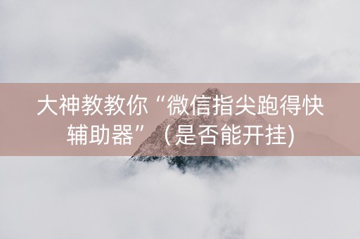 大神教教你“微信指尖跑得快辅助器”（是否能开挂)