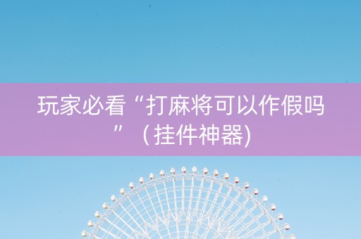 玩家必看“打麻将可以作假吗”（挂件神器)