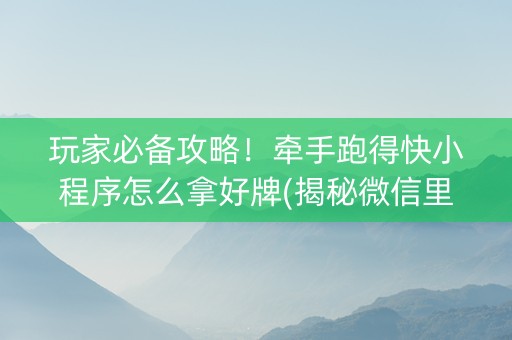 玩家必备攻略！牵手跑得快小程序怎么拿好牌(揭秘微信里胡牌神器)