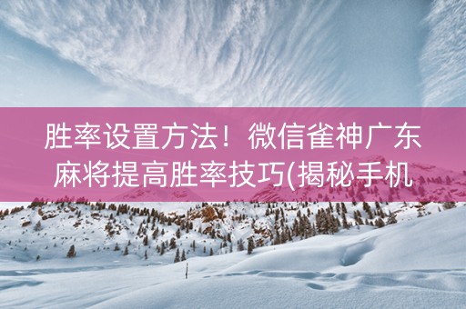 胜率设置方法！微信雀神广东麻将提高胜率技巧(揭秘手机上胡牌技巧)