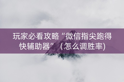 玩家必看攻略“微信指尖跑得快辅助器”（怎么调胜率)