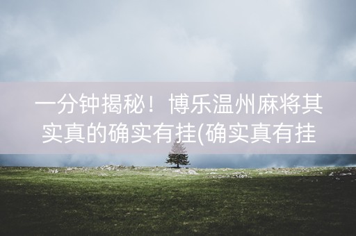 一分钟揭秘！博乐温州麻将其实真的确实有挂(确实真有挂)
