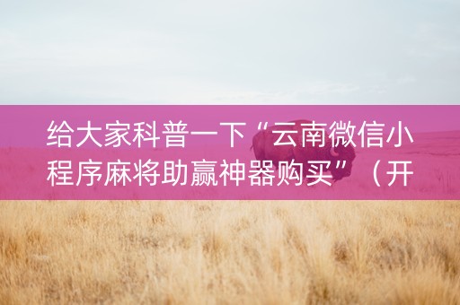 给大家科普一下“云南微信小程序麻将助赢神器购买”（开挂辅助器脚本)