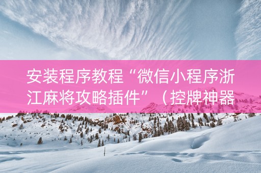 安装程序教程“微信小程序浙江麻将攻略插件”（控牌神器)
