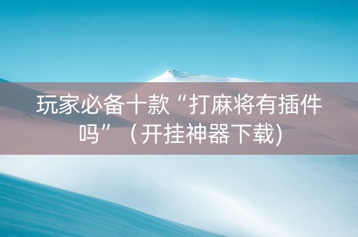 玩家必备十款“打麻将有插件吗”（开挂神器下载)